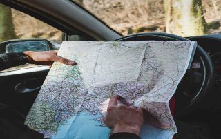 Road map on a steering wheel